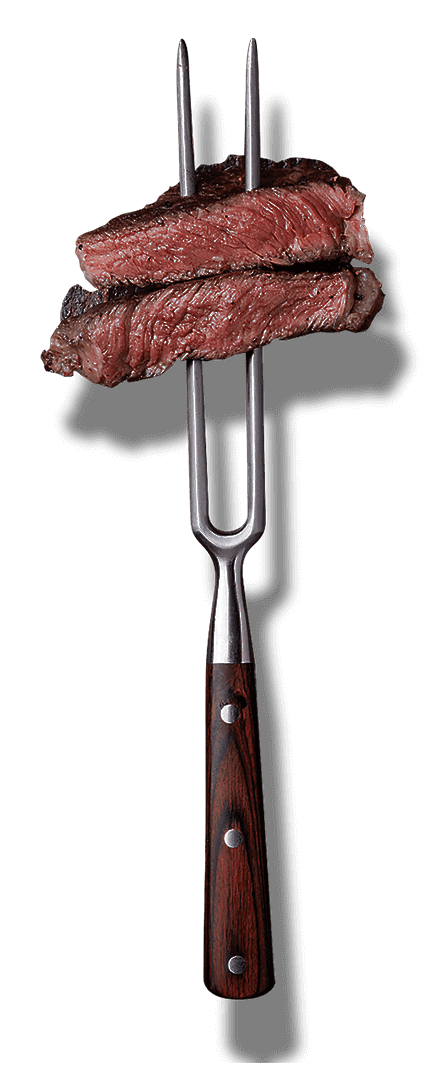 Steak auf Gabel